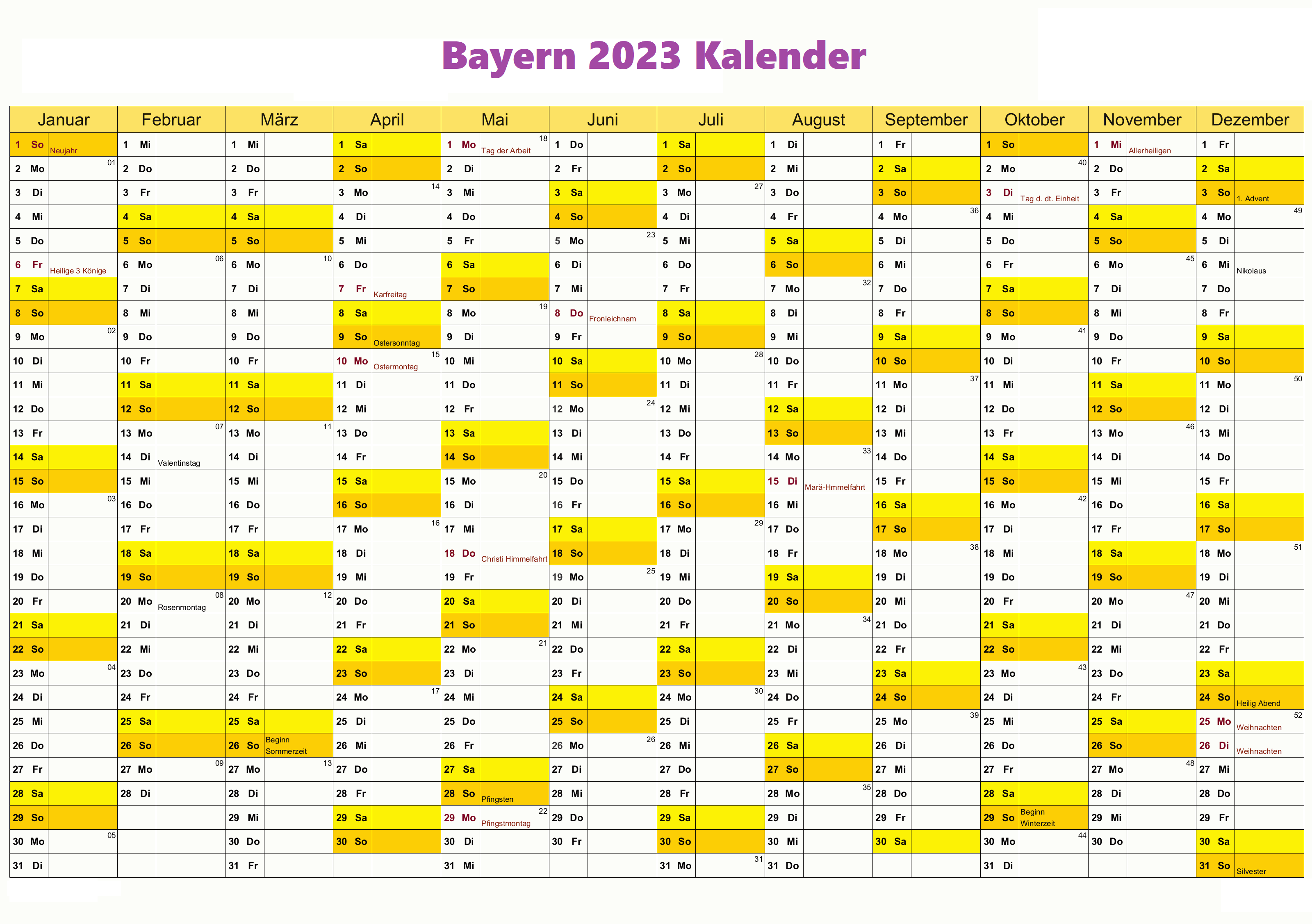 Bayern 2023 Kalender