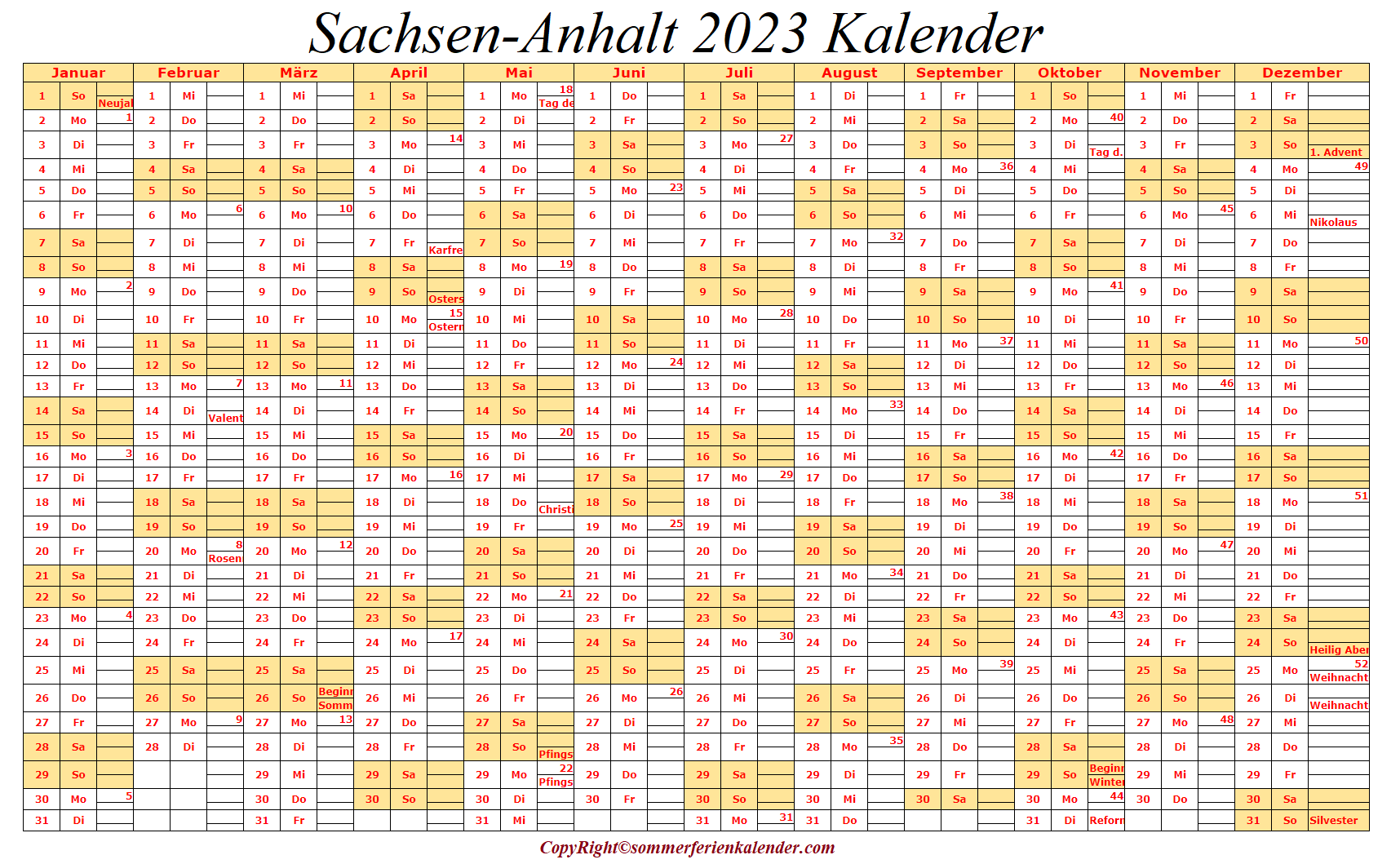 Sachsen-Anhalt 2023 Kalender Zum Ausdrucken