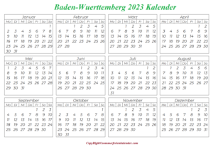 Sommerferien 2023 Baden-Wuerttemberg Kalender