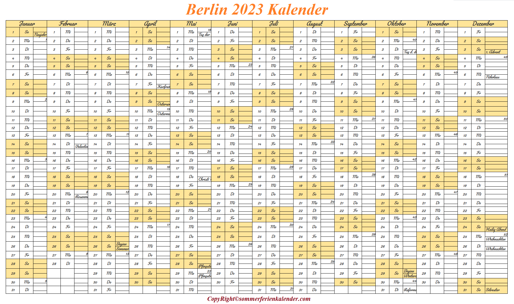 Sommerferien 2023 Berlin Kalender
