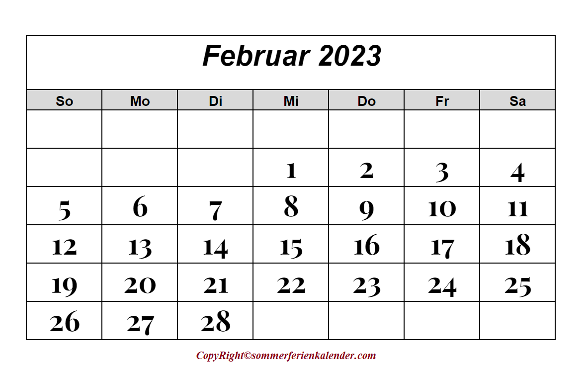 Februar 2023 Kalender